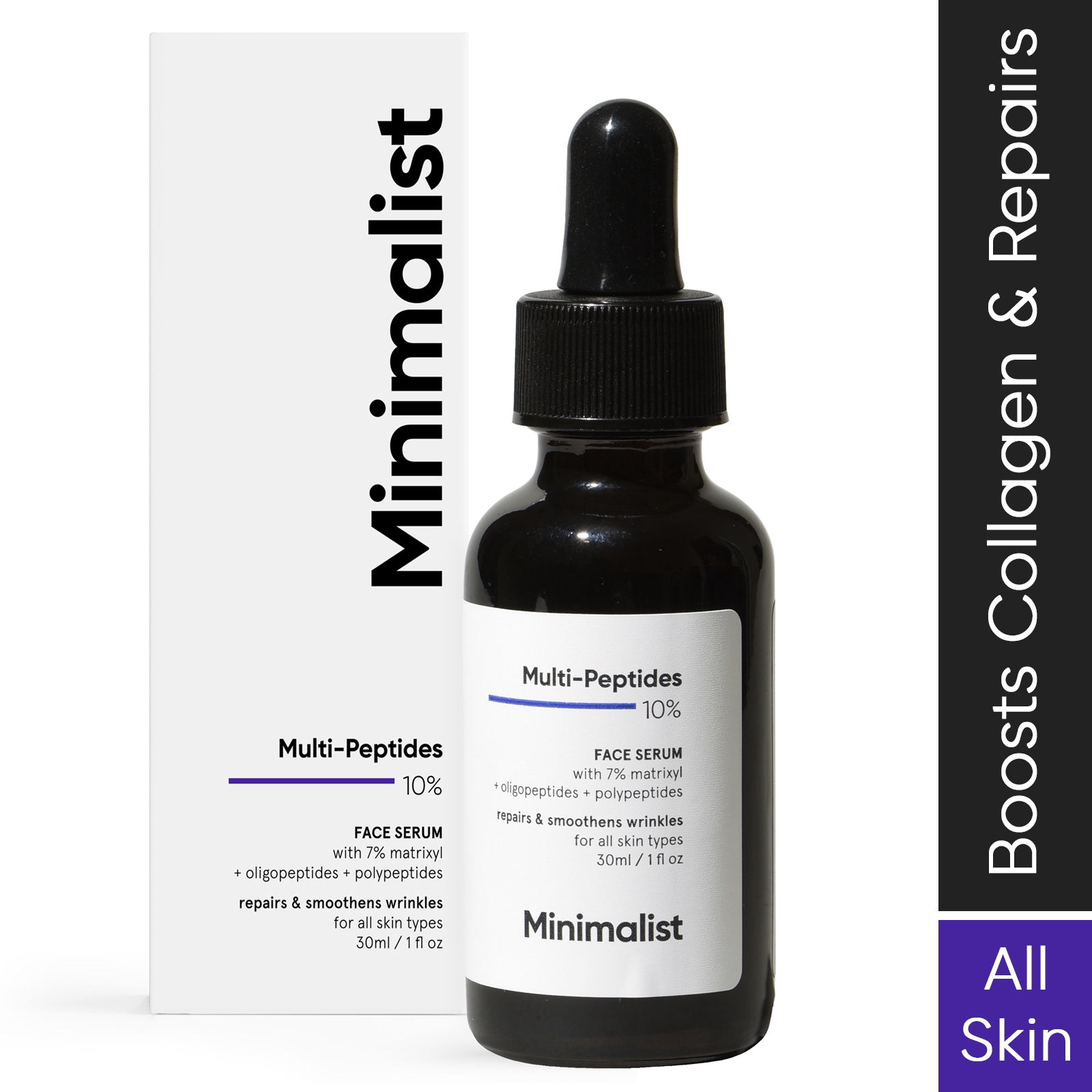 Minimalist Multi Peptide Night Face Serum for Anti Aging with Collagen Boosting | Reduces Wrinkles | Hydrating Serum With 7% Matrixyl 3000 & 3% Bio-Placenta | For Women & Men | 1 Fl Oz / 30 ml V 1