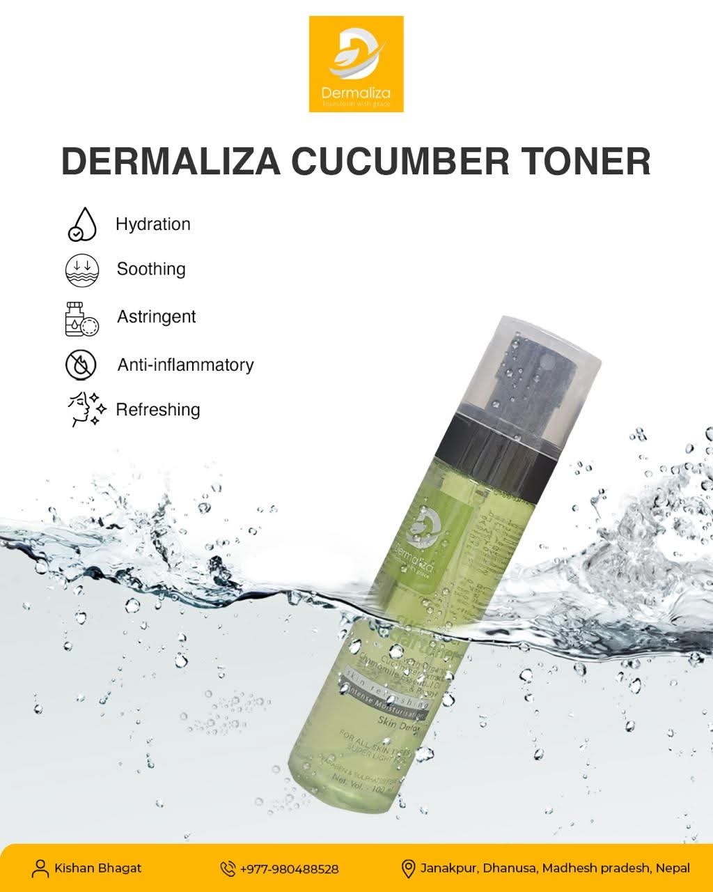 Dermaliza Cucumber Facial Toner -100ml 3