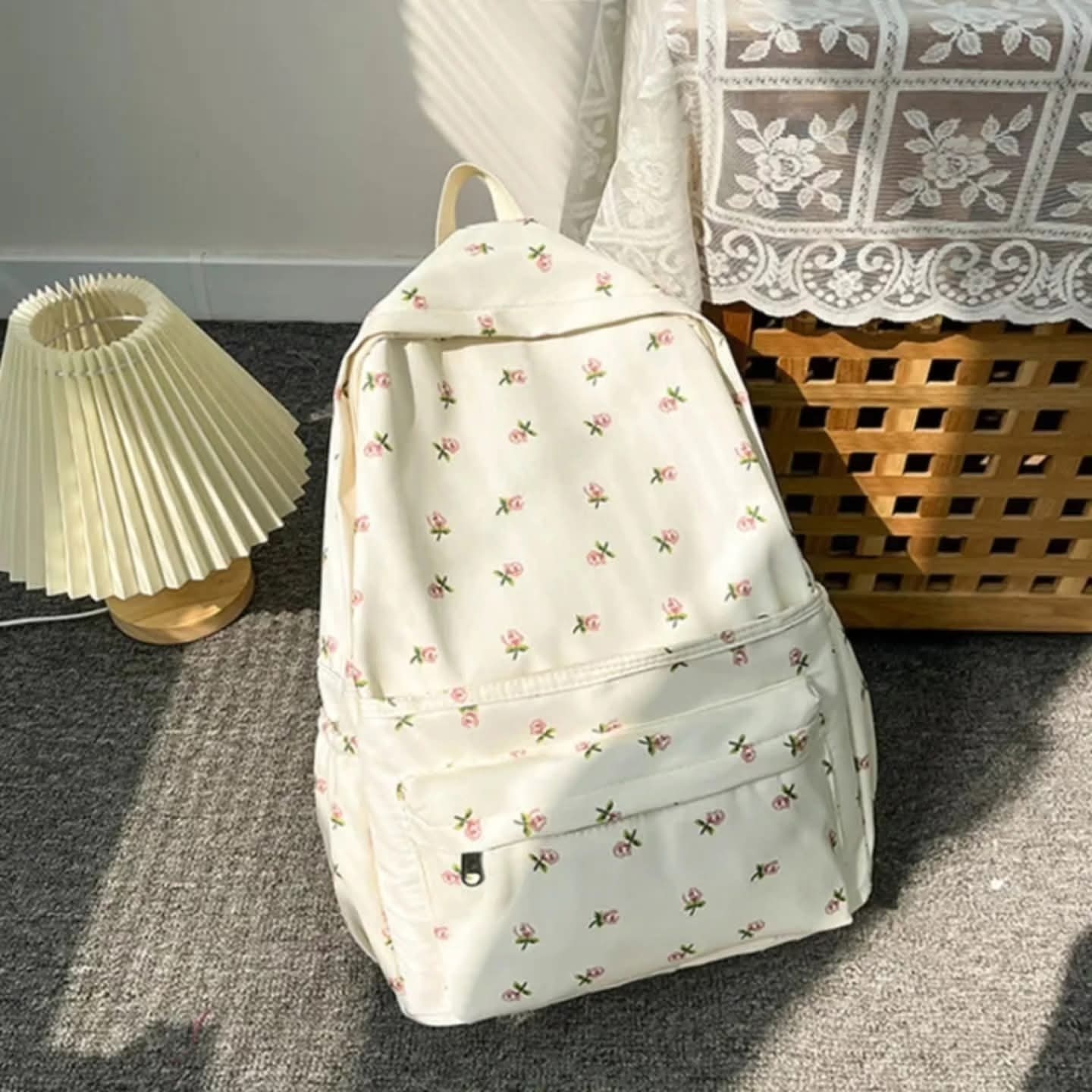 Cute floral backpack with a soft pastel vibe - perfect for everyday use 2