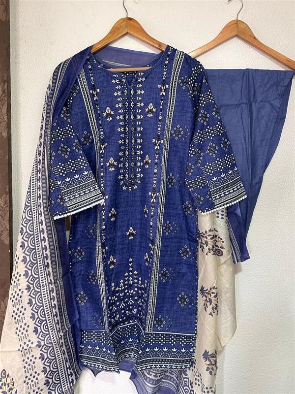 kurti set for women blue hand work 1