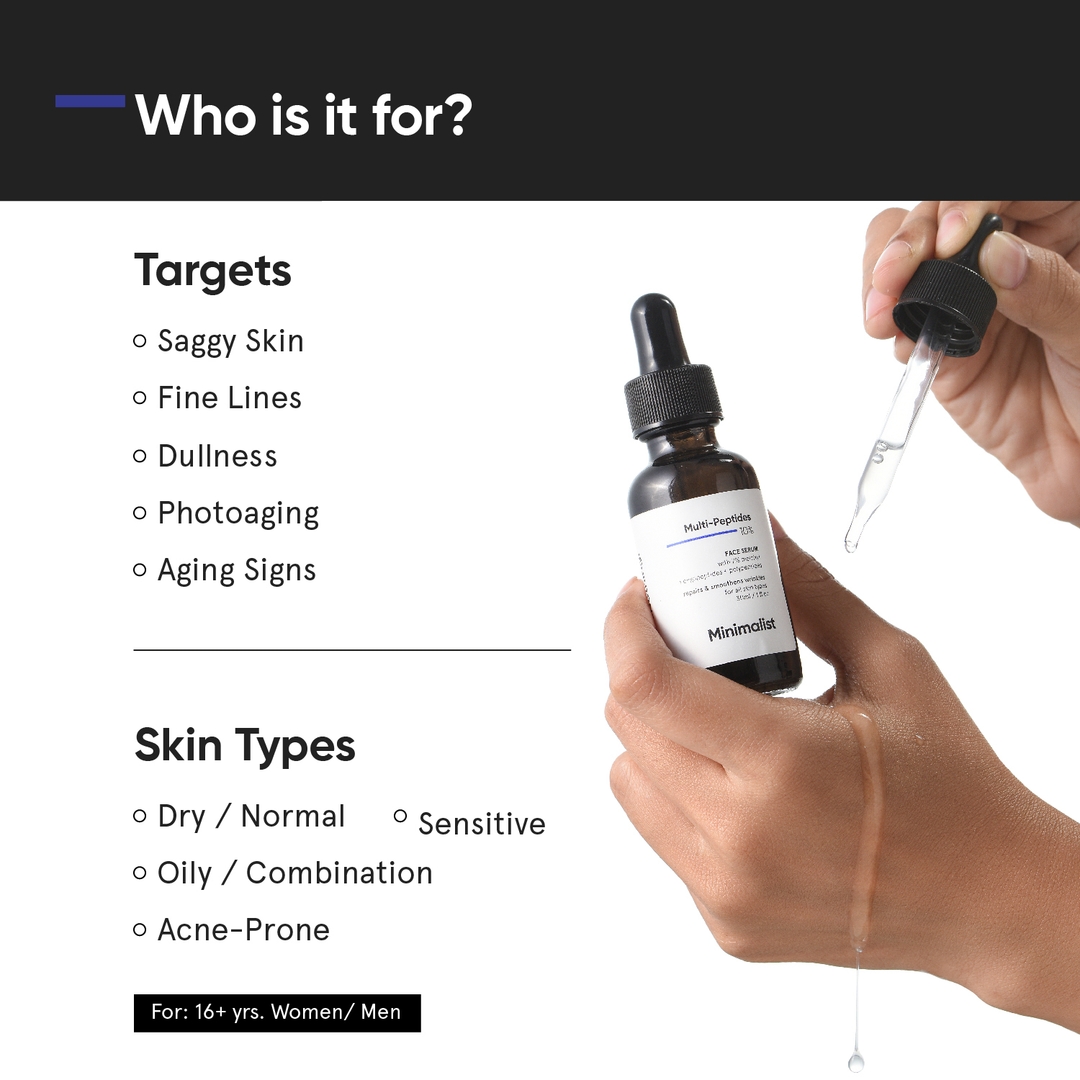 Minimalist Multi Peptide Night Face Serum for Anti Aging with Collagen Boosting | Reduces Wrinkles | Hydrating Serum With 7% Matrixyl 3000 & 3% Bio-Placenta | For Women & Men | 1 Fl Oz / 30 ml V 2