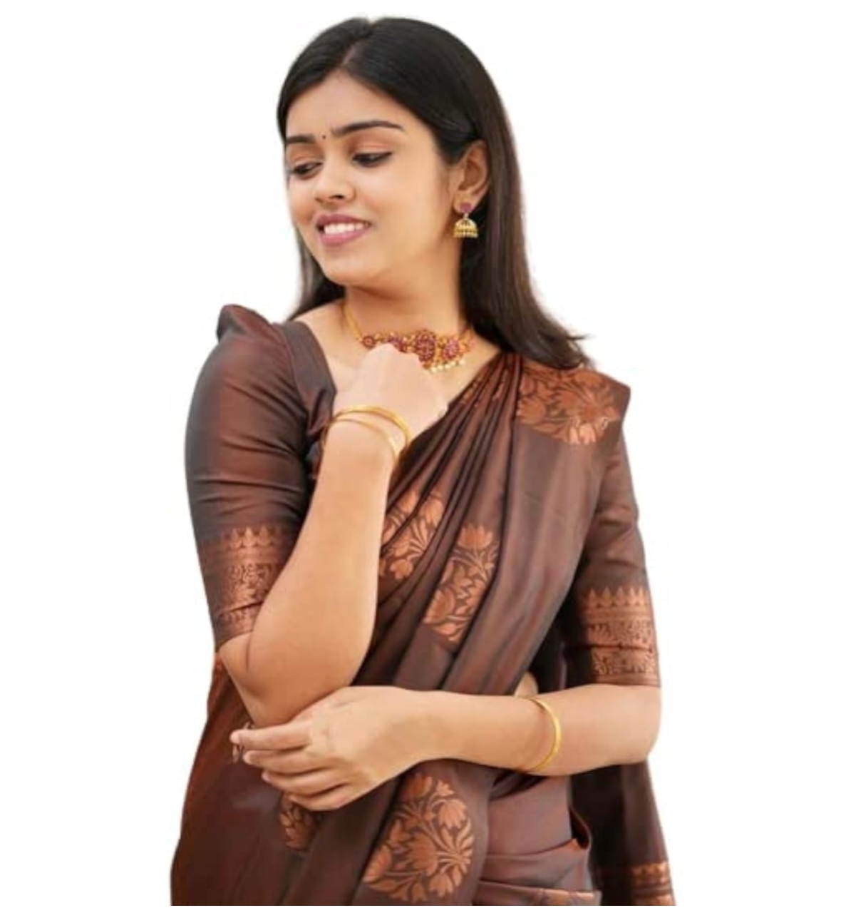 Awafu  Banarasi Cotton Silk Saree With Attached Blouse 2