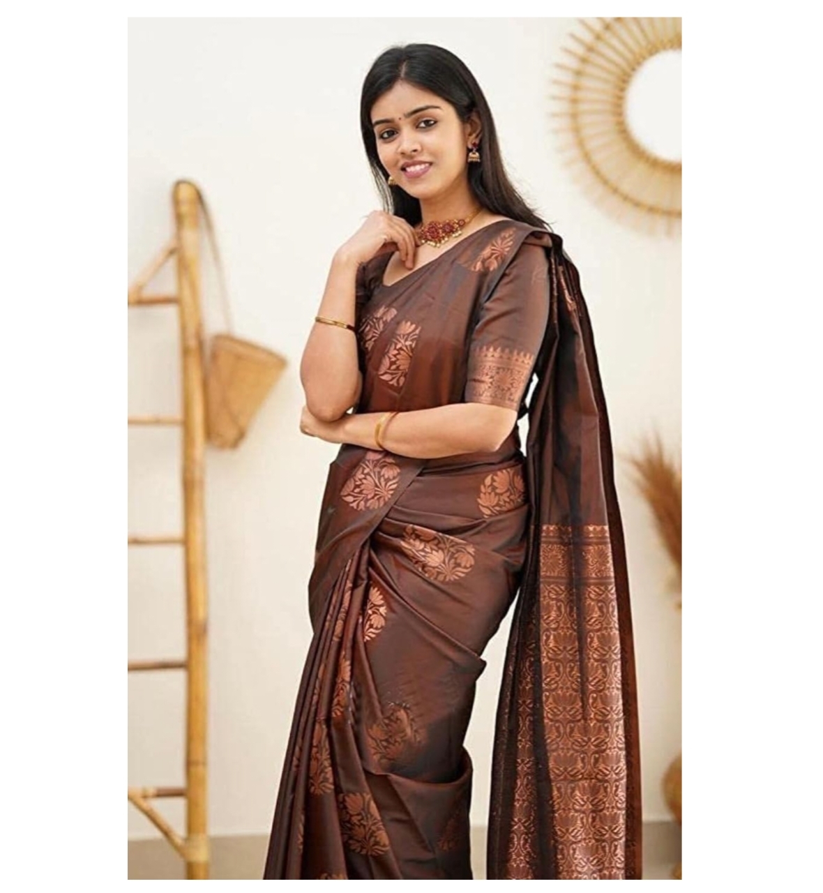 Awafu  Banarasi Cotton Silk Saree With Attached Blouse 1