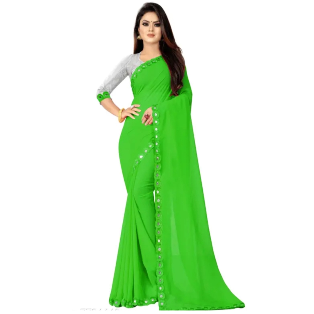 DSC Solid Pattern For Women Georgette Saree 1