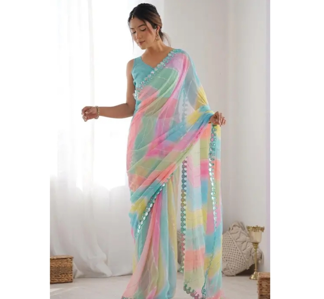 Awafu Multicolor Georgette Saree With Blouse 2