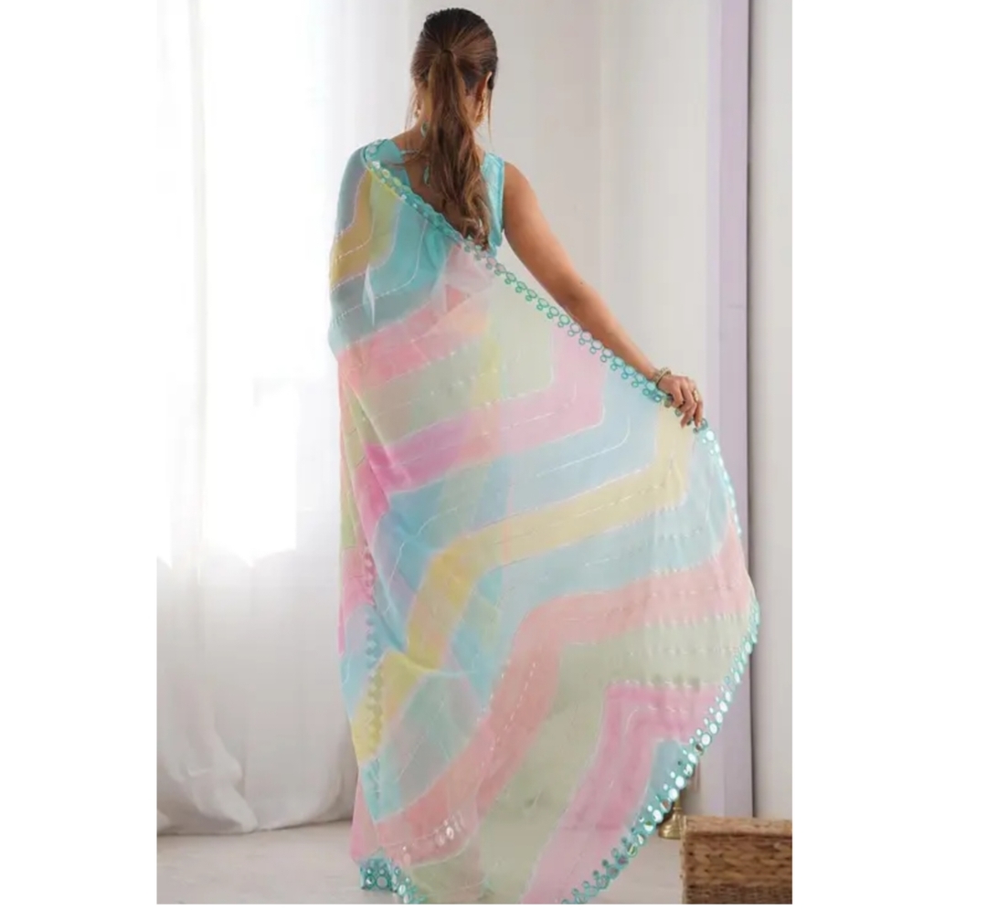 Awafu Multicolor Georgette Saree With Blouse 3