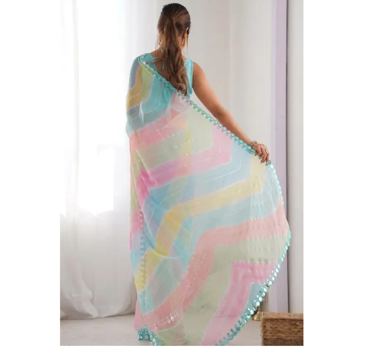 Awafu Multicolor Georgette Saree With Blouse 3