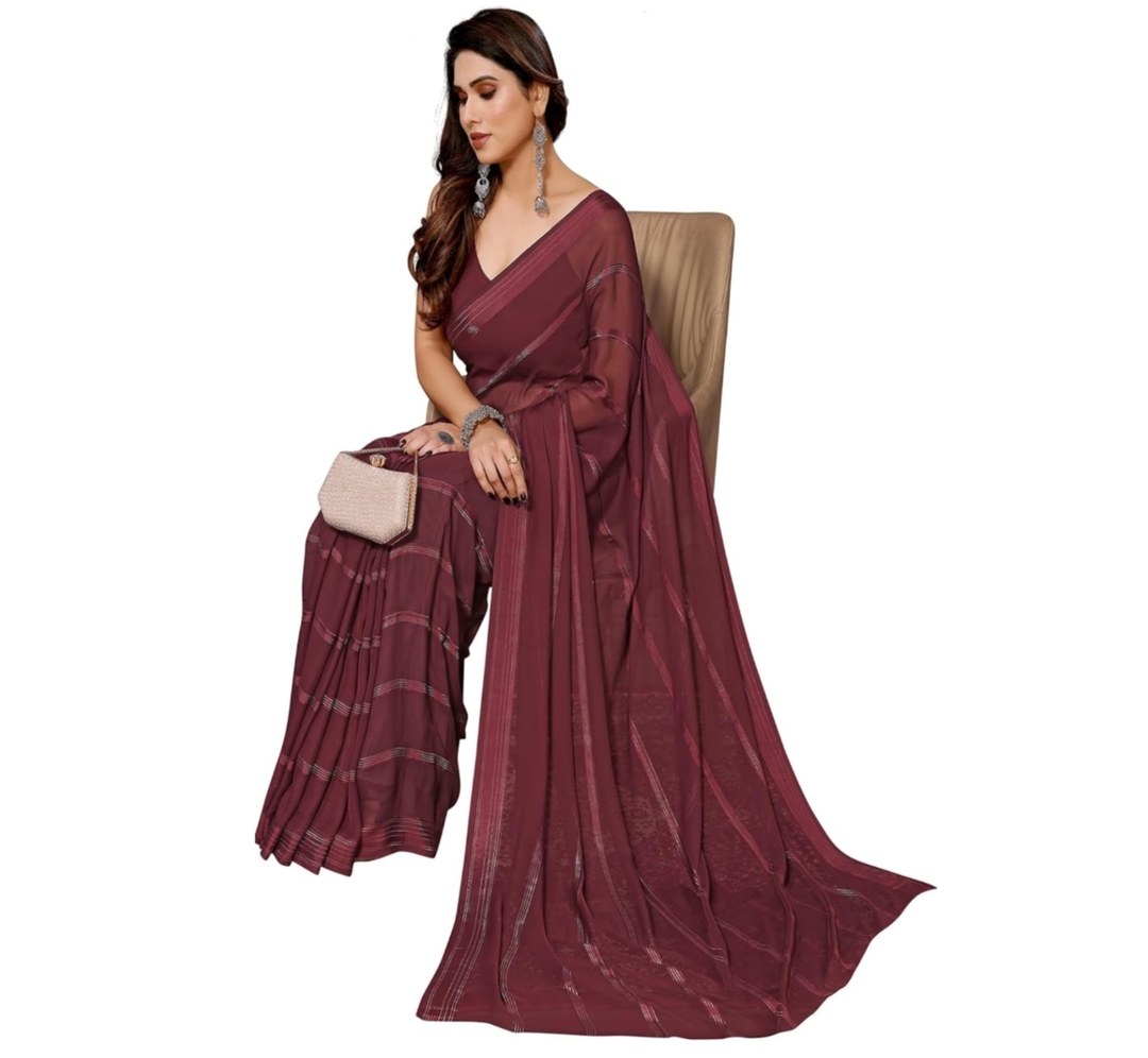 Awafu  Embellished Striped Satin Saree 1