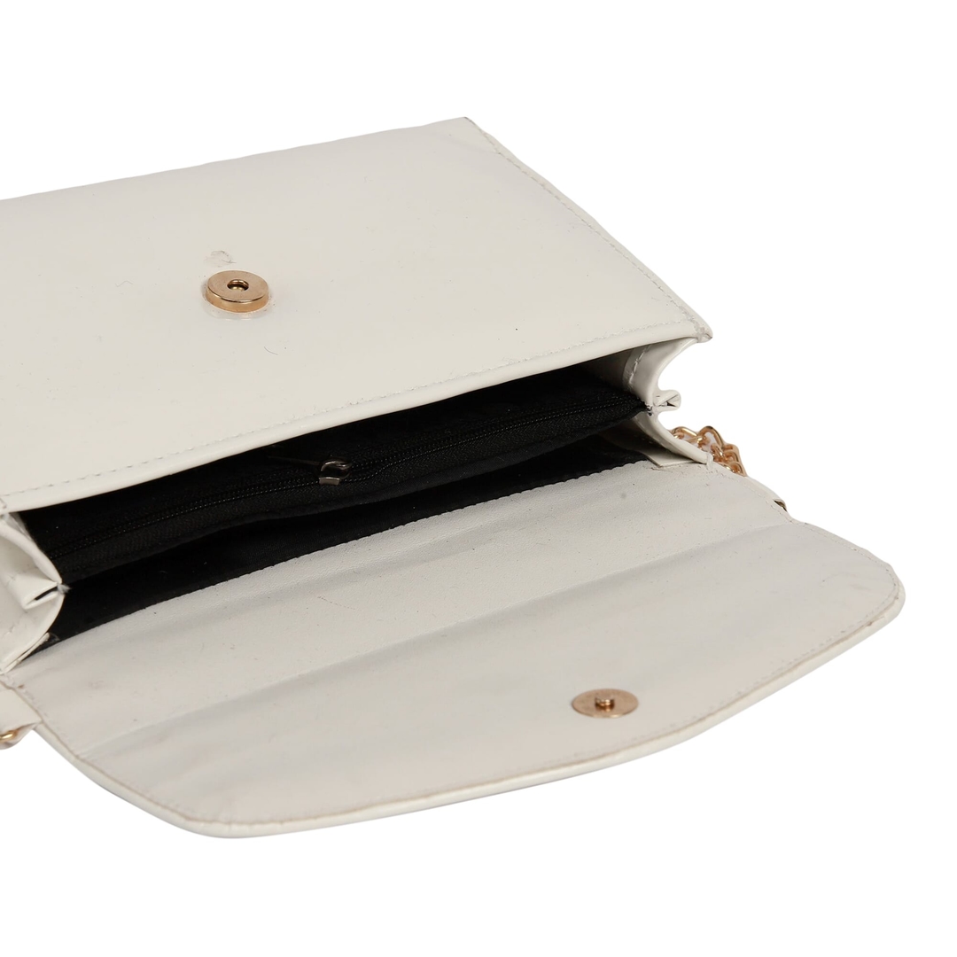 White Color Crossbody/Shoulder Bag With Chain For Women 4