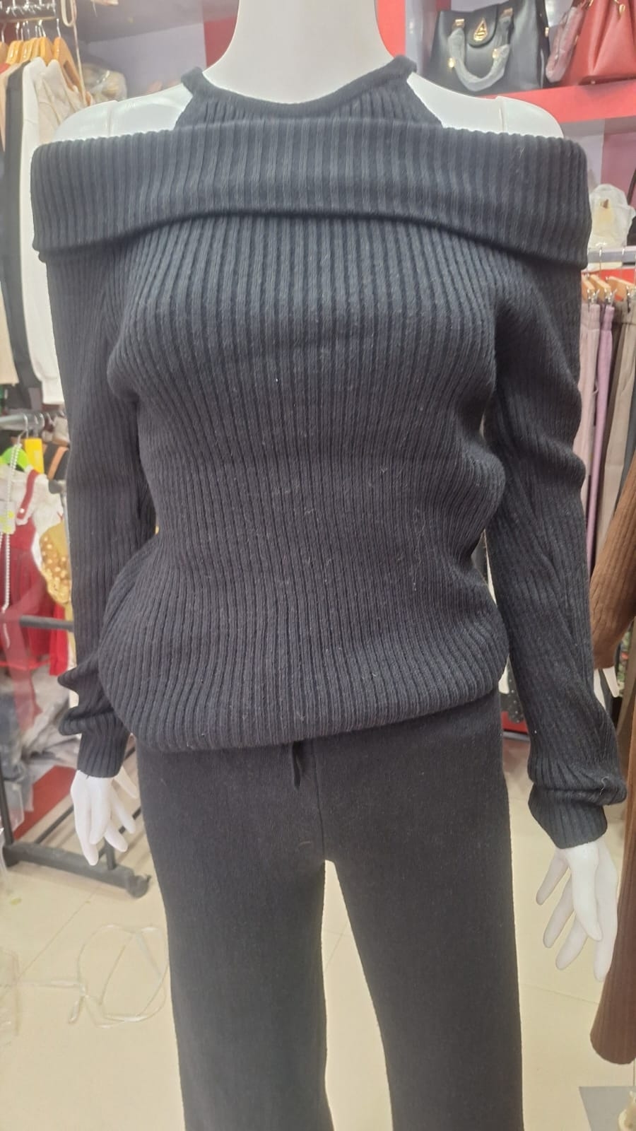 Knit Sweater winter Shoulder off 3