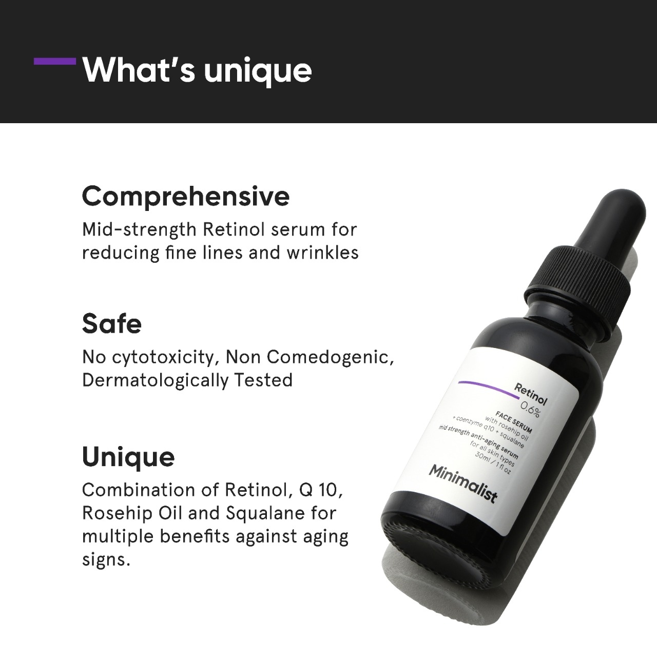 Minimalist 0.6% Retinol Serum For Anti Aging | Antioxidant Effects with Coenzyme Q10 | Reduces Fine Lines & Wrinkles | Mid Strength | 1 Fl Oz / 30 ml 3