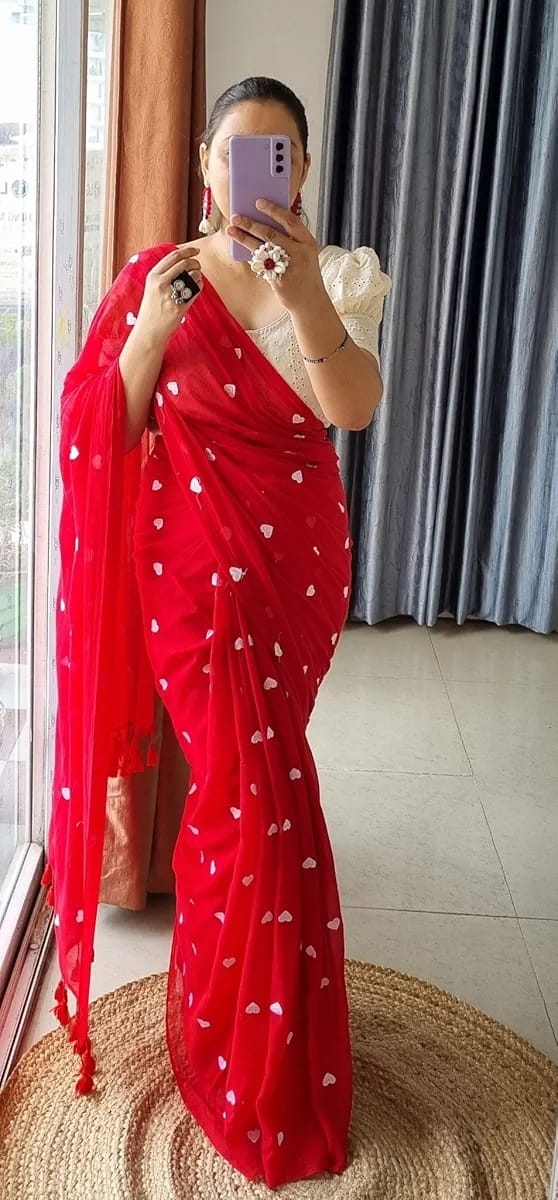 Embroided Pure Mul Cotton saree 7
