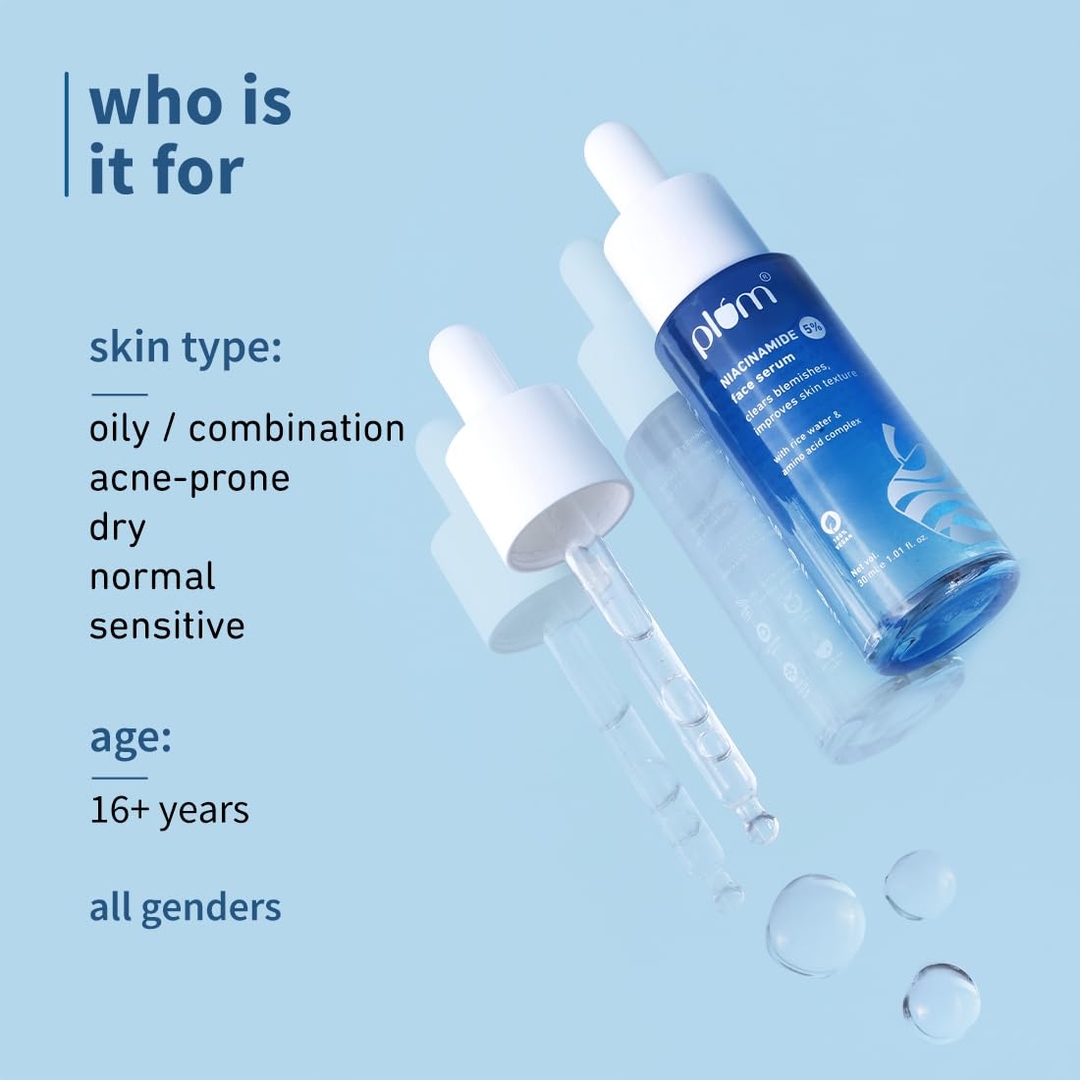 Plum 5% Niacinamide Face Serum With Rice Water & Amino Acid Complex (30ml) 3