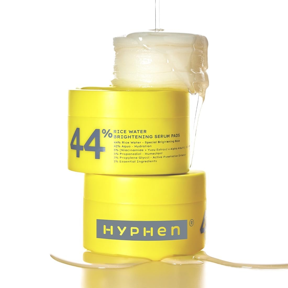 Hyphen 44% Rice Water Briightening Face Serum Pads | 5% Niacinamide & Alpha Arbutin to Reduces Dark Spots & Pigmentation | Toner Pads with Serum for Glowing Glass Skin | All Skin Types - 50 pcs 1