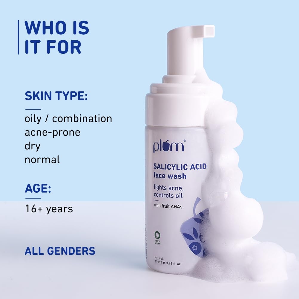 Plum Salicylic Acid Foaming Face Wash with GlAHA & Blueberry Extracts (110ml)ycolic Acid, Fruit 4