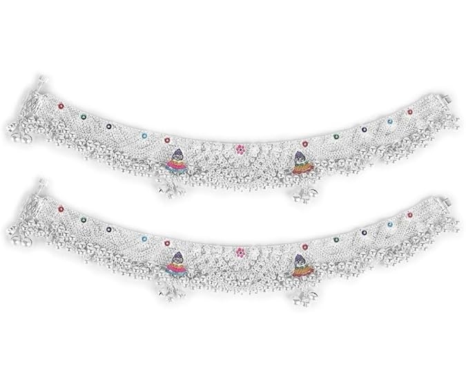 Traditional Silver-Plated Pearl Anklets for Women 1