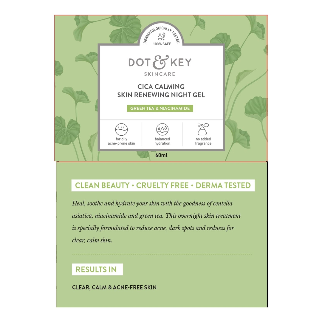 Dot & Key CICA Calming Skin Renewing Night Gel with Niacinamide Green Tea & Hyaluronic 60ml 7