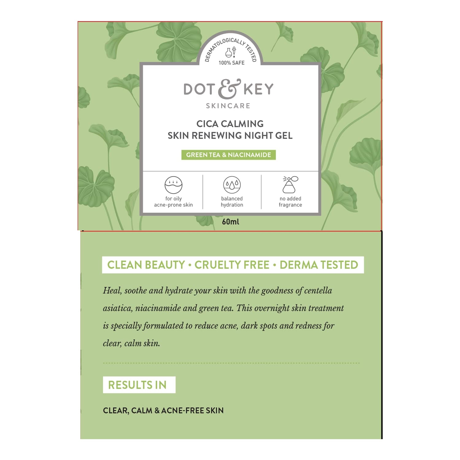 Dot & Key CICA Calming Skin Renewing Night Gel with Niacinamide Green Tea & Hyaluronic 60ml 7