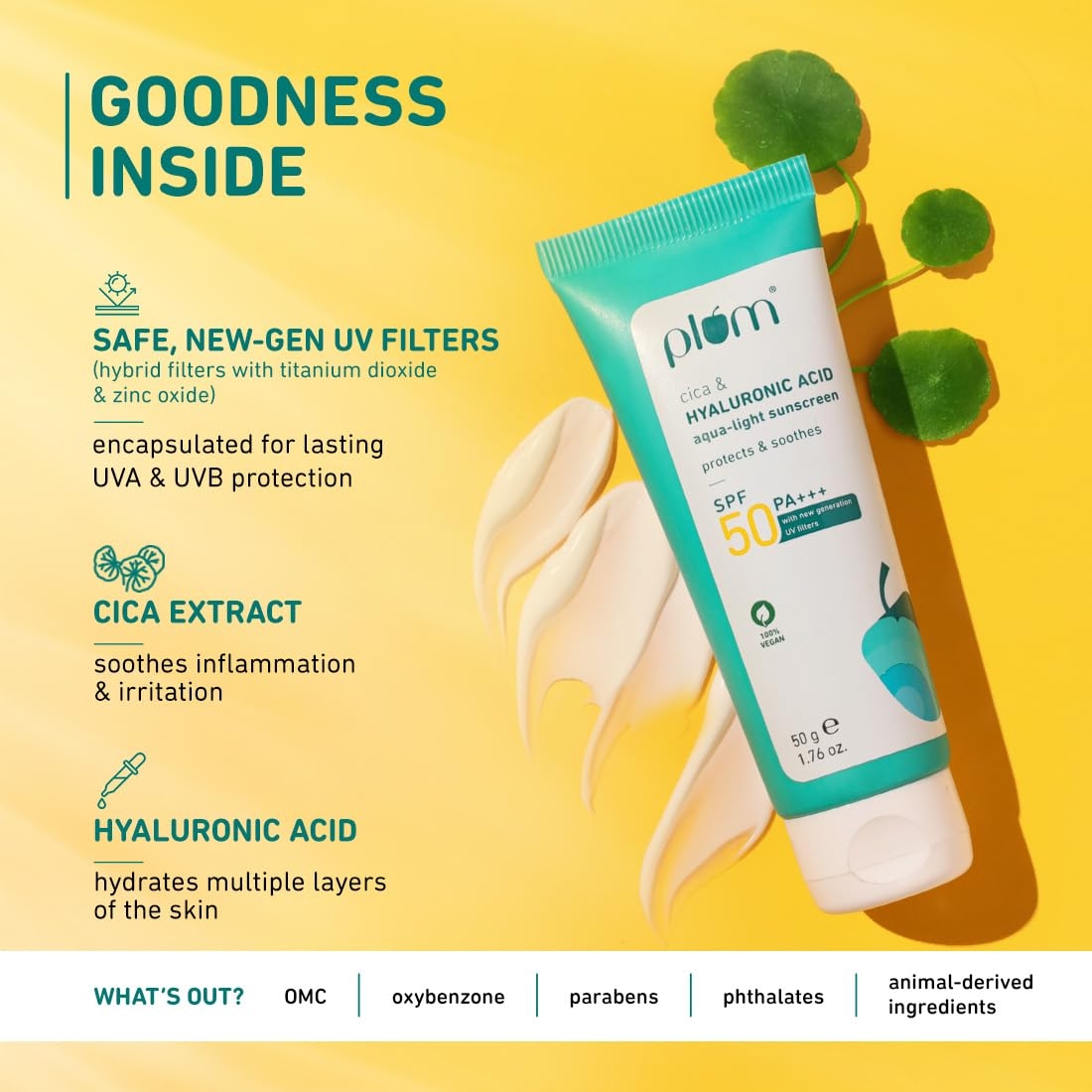 Plum Cica & Hyaluronic Aqua-Light SPF Sunscreen 50 PA+++ (50 g) 2