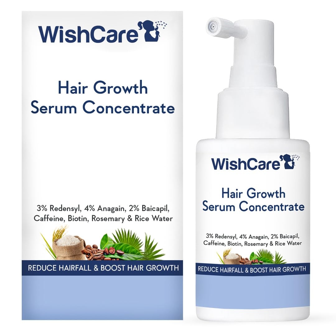 WishCare Hair Growth Serum Concentrate - 3% Redensyl, 4% Anagain, 2% Baicapil, Caffeine, Biotin, Plant Keratin & Rice Water - Hair Growth Serum for Men & Women - 30ml 1