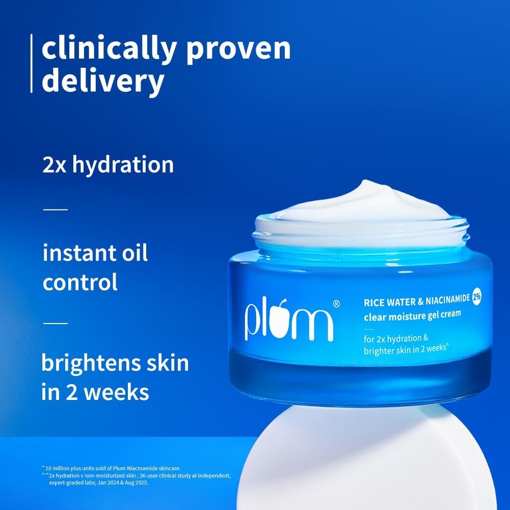 Plum 2% Niacinamide & Rice Water Super Light Gel Cream Moisturizer 50 g 2