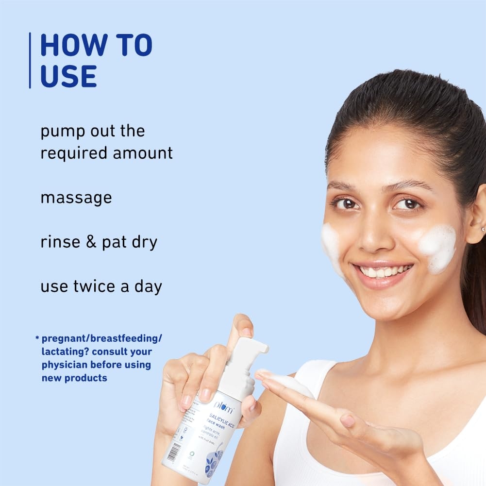 Plum Salicylic Acid Foaming Face Wash with GlAHA & Blueberry Extracts (110ml)ycolic Acid, Fruit 5