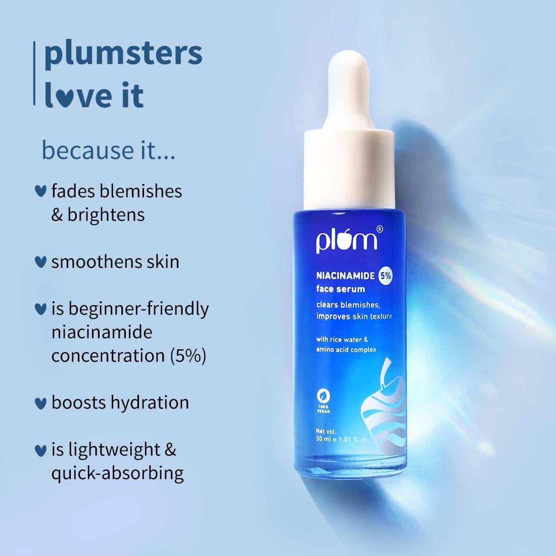 Plum 5% Niacinamide Face Serum With Rice Water & Amino Acid Complex (30ml) 2
