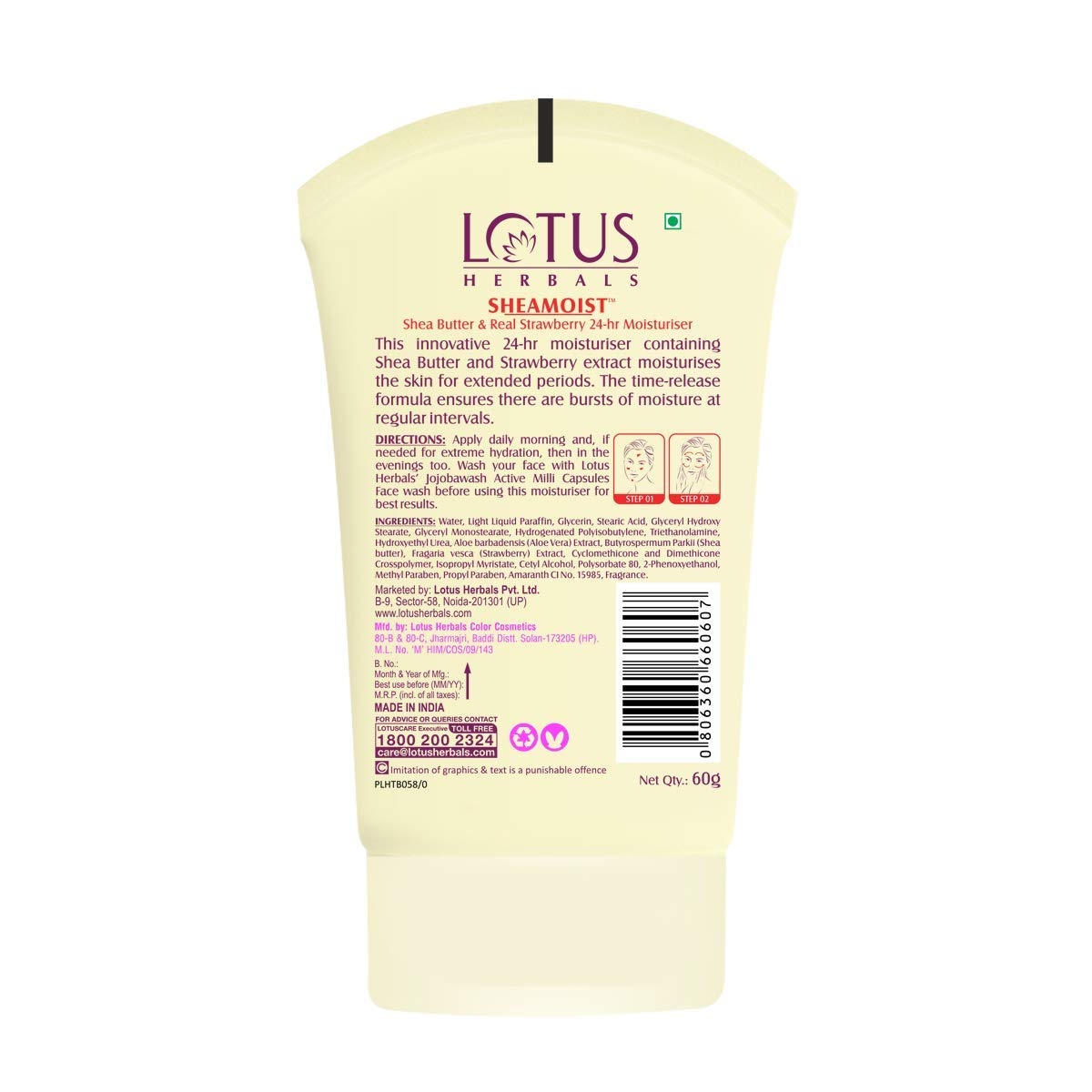 L0TUS HERBALS Sheamoist Shea Butter a& Real Strawberry 24 Hour Moisturizer 2