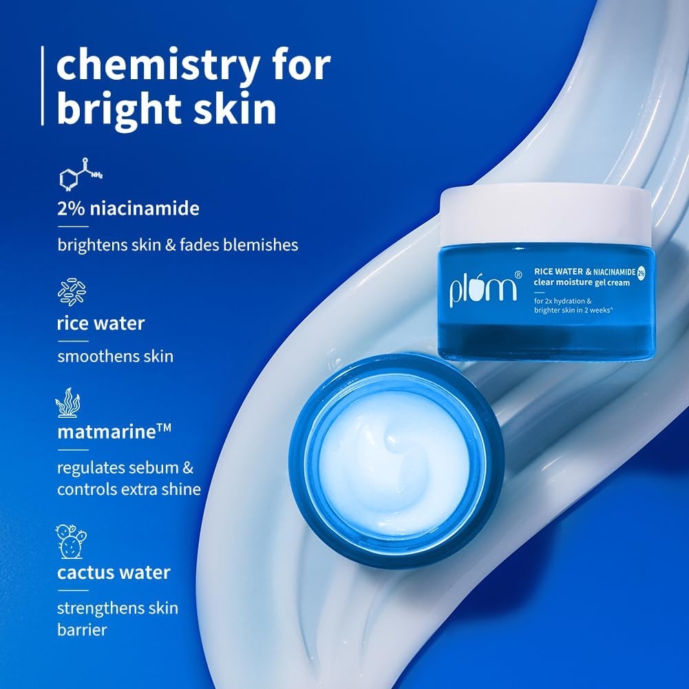 Plum 2% Niacinamide & Rice Water Super Light Gel Cream Moisturizer 50 g 3