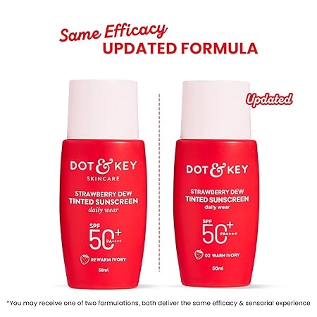 Dot & Key Strawberry Dew Tinted Sunscreen In-Vivo Tested SPF 50+ PA++++ With New-Age UV Filters, Brightens & Protects Skin, Ultra-light, Blends Easily, With Niacinamide, Natural Finish, Non-Sticky | 50ml 2