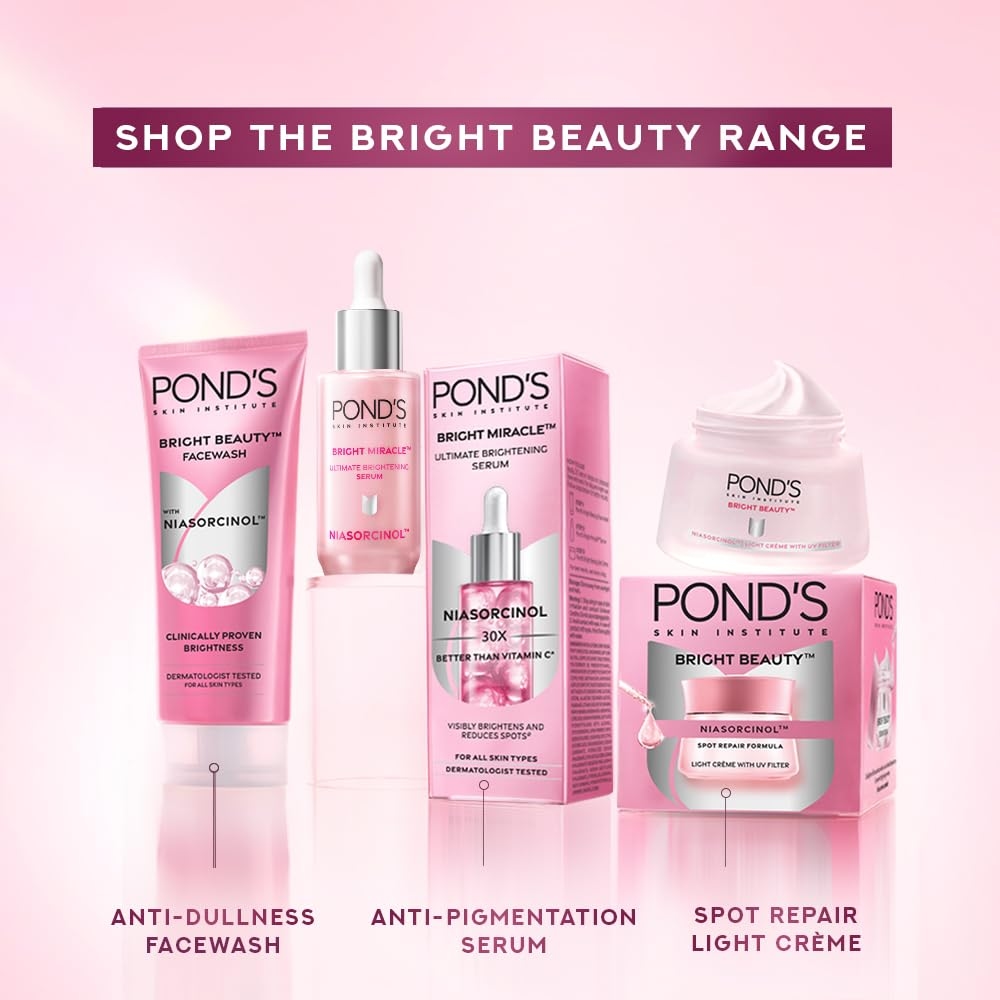 Pond's Bright Beauty Light Cream with UV Filter | Niasorcinol | 100x Better than Vitamin C | Niacinamide | Fades Dark Spots, Brightens Skin, 35g 6