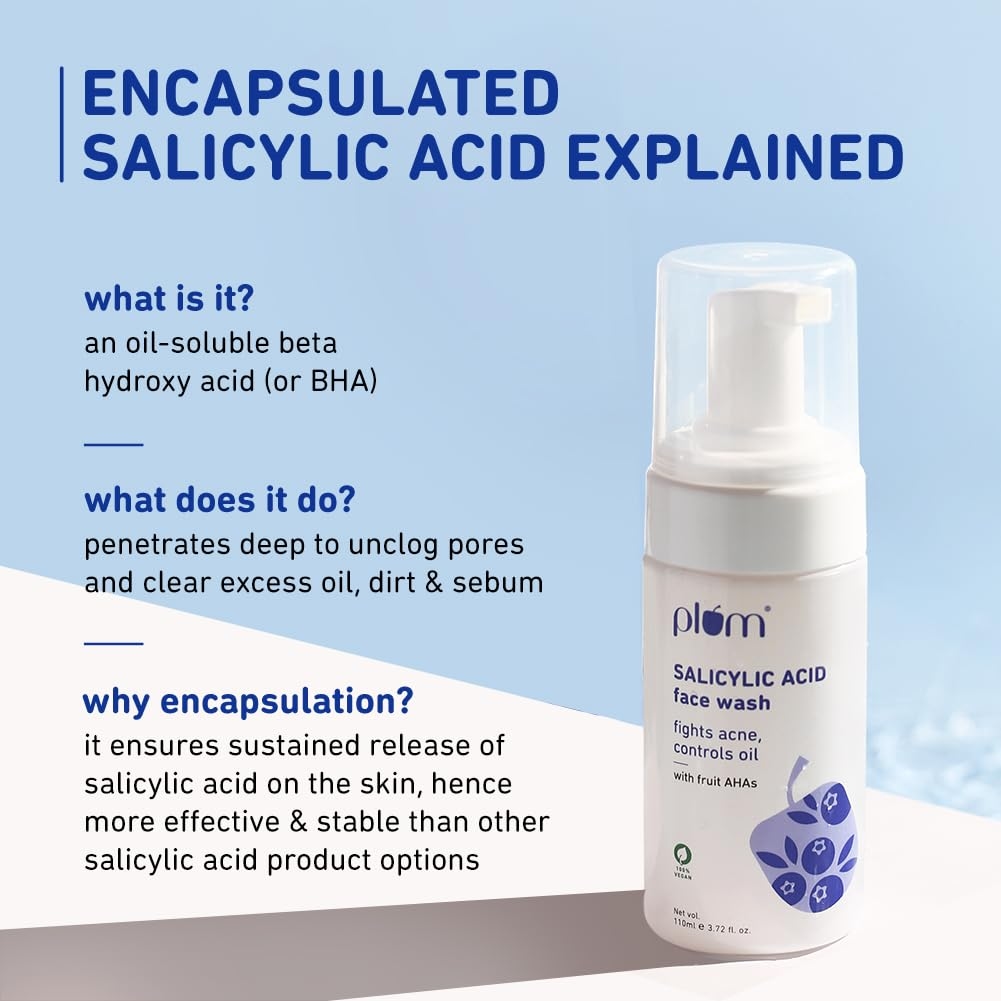 Plum Salicylic Acid Foaming Face Wash with GlAHA & Blueberry Extracts (110ml)ycolic Acid, Fruit 8