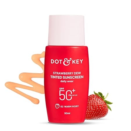 Dot & Key Strawberry Dew Tinted Sunscreen In-Vivo Tested SPF 50+ PA++++ With New-Age UV Filters, Brightens & Protects Skin, Ultra-light, Blends Easily, With Niacinamide, Natural Finish, Non-Sticky | 50ml 1