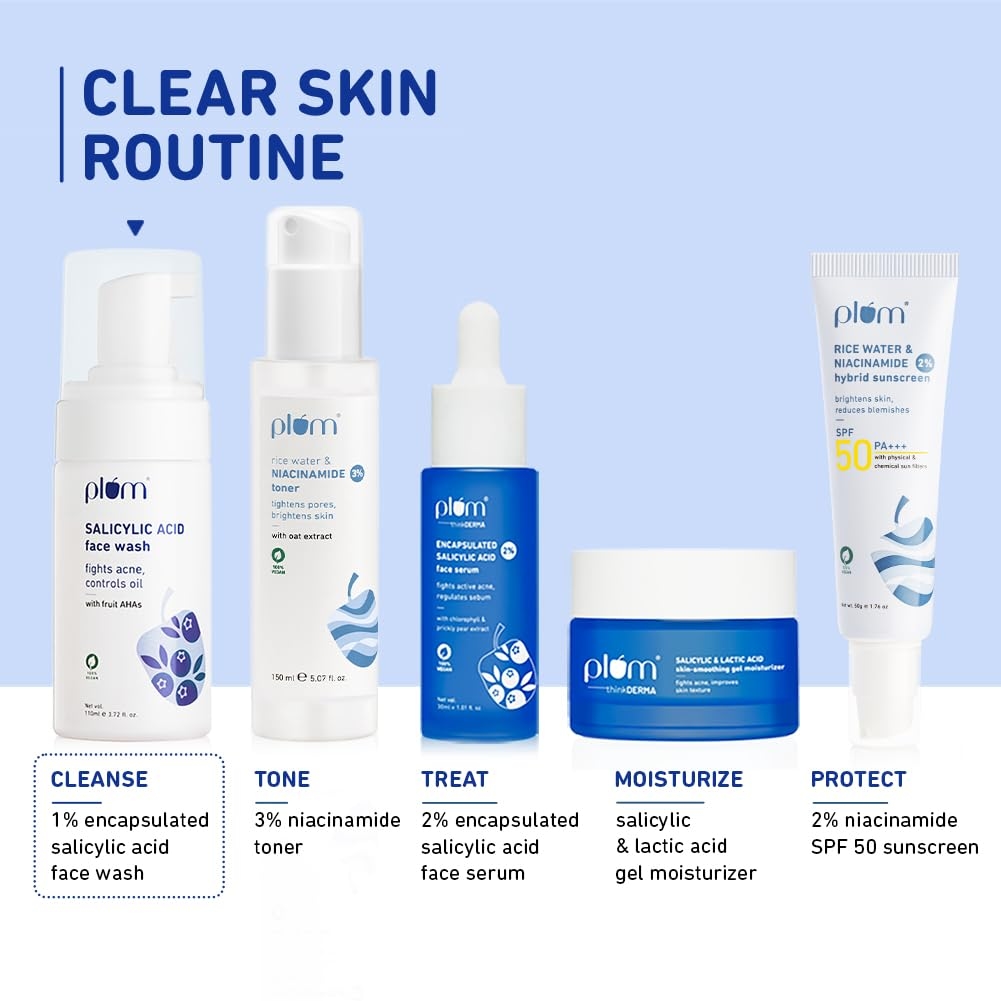 Plum Salicylic Acid Foaming Face Wash with GlAHA & Blueberry Extracts (110ml)ycolic Acid, Fruit 7