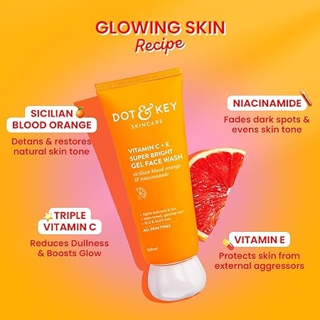 Dot & Key Vitamin C+E Super Bright Sunscreen Spf 50 Pa+++ - 50g & Dot & Key Vitamin C + E Super Bright Gel Face Wash | For Normal Skin | Skin Care Combo | For Women & Men 4