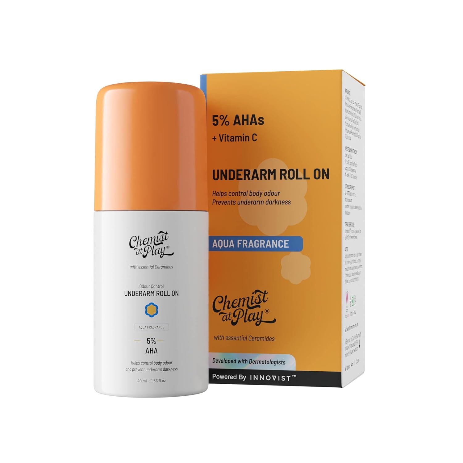 CHEMIST at Play 5% AHA Underarm Roll On, Lactic Acid Deodorants for Men & Women (40ml) 1