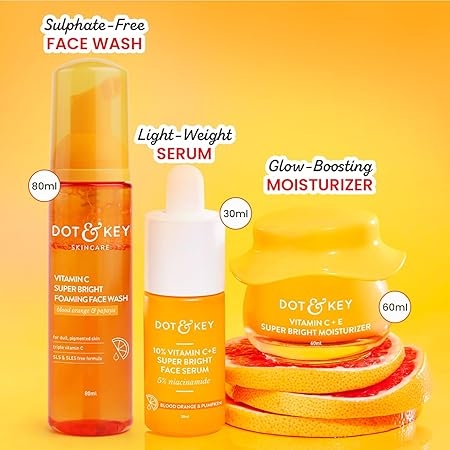 Dot & Key Vitamin C + E Skin Care Combo | Foaming Facewash 80ml, Serum 30ml, Moisturizer 60ml 2