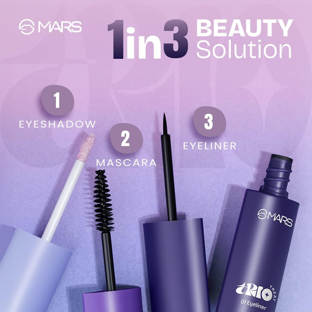 MARS Trio Treat, 3-In-1 Eye Makeup Kit With Eyeliner, Mascara & Eyeshadow, 24.5ml 3