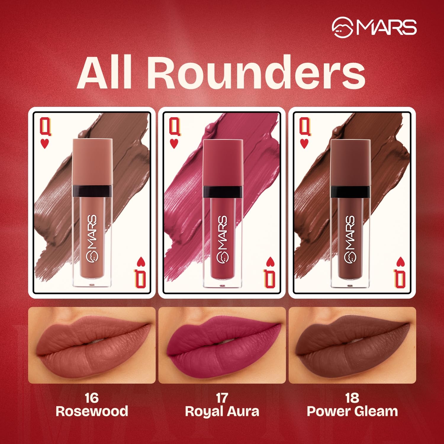 MARS Queen of Mattes Liquid Lipsticks | Box Set of 3 | 13.5 ml | Smudgeproof & Transferproof | Intense Pigmentation Long-Lasting Wear | Customizable Colors | Matte Finish - By Allure Cosmetics 3
