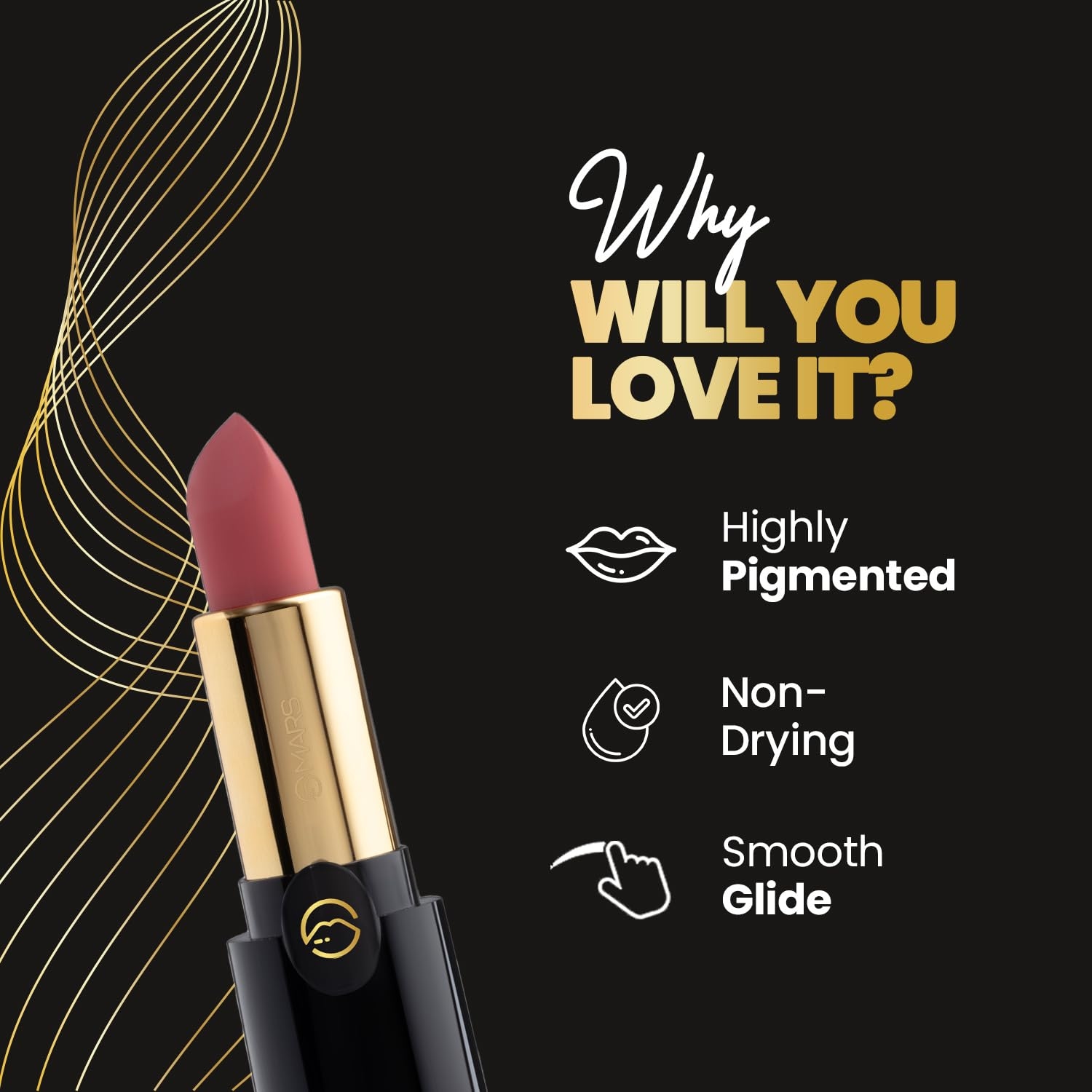 MARS Plush Velvet Creamy Matte Lipstick for women | Smooth Glide | One Swipe Pigmentation | Non-Drying and Creamy Formula | Rich and Vibrant Color | 3