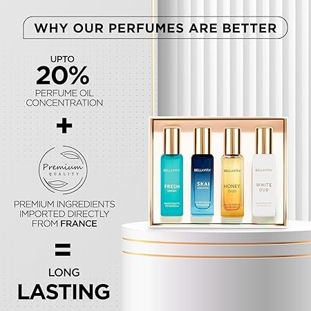 Bella Vita Luxury Long Lasting Unisex Perfume Gift Set | Perfume for Man | Gifts for Woman | 4x20ml | Woody, Aquatic & Sweet Premium Fragrance 4