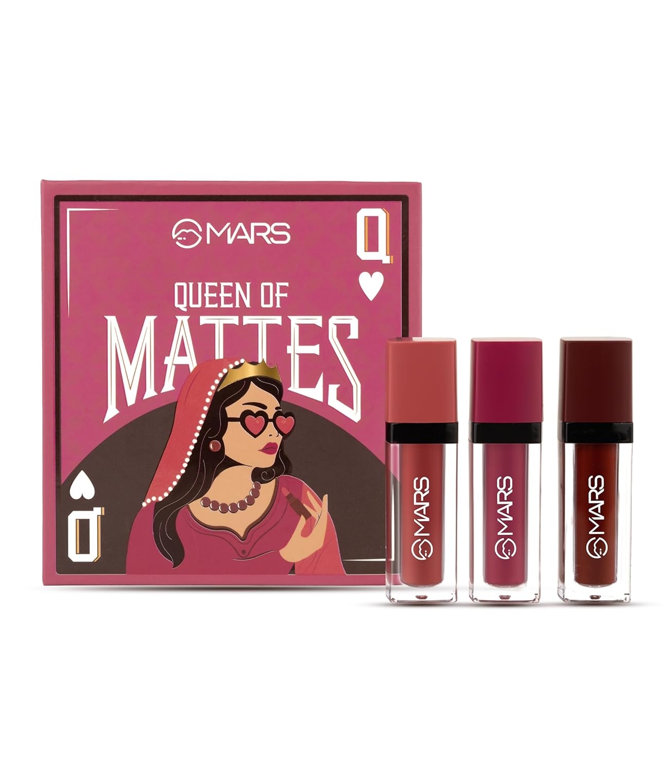 MARS Queen of Mattes Liquid Lipsticks | Box Set of 3 | 13.5 ml | Smudgeproof & Transferproof | Intense Pigmentation Long-Lasting Wear | Customizable Colors | Matte Finish - By Allure Cosmetics 1