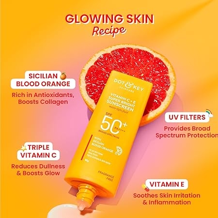 Dot & Key Vitamin C+E Super Bright Sunscreen Spf 50 Pa+++ - 50g & Dot & Key Vitamin C + E Super Bright Gel Face Wash | For Normal Skin | Skin Care Combo | For Women & Men 5