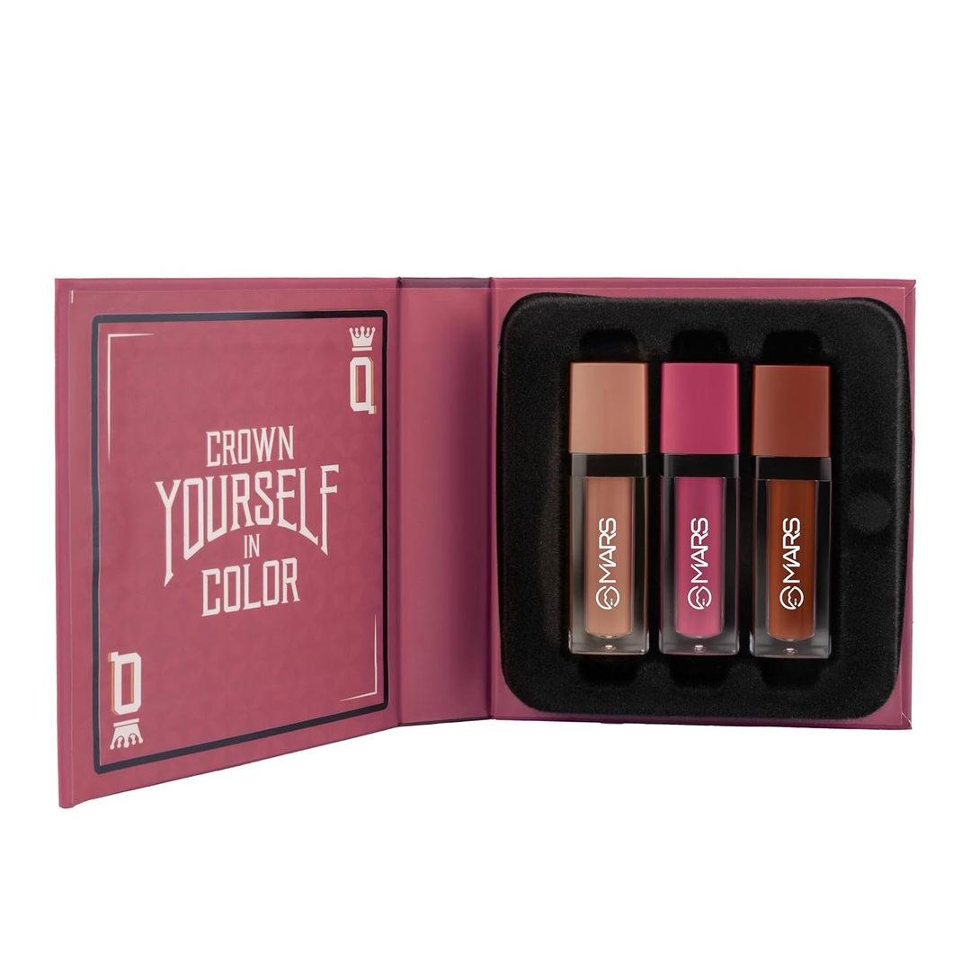 MARS Queen of Mattes Liquid Lipsticks | Box Set of 3 | 13.5 ml | Smudgeproof & Transferproof | Intense Pigmentation Long-Lasting Wear | Customizable Colors | Matte Finish - By Allure Cosmetics 6