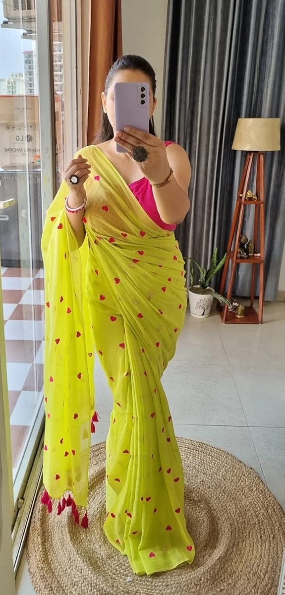Embroided Pure Mul Cotton saree 1