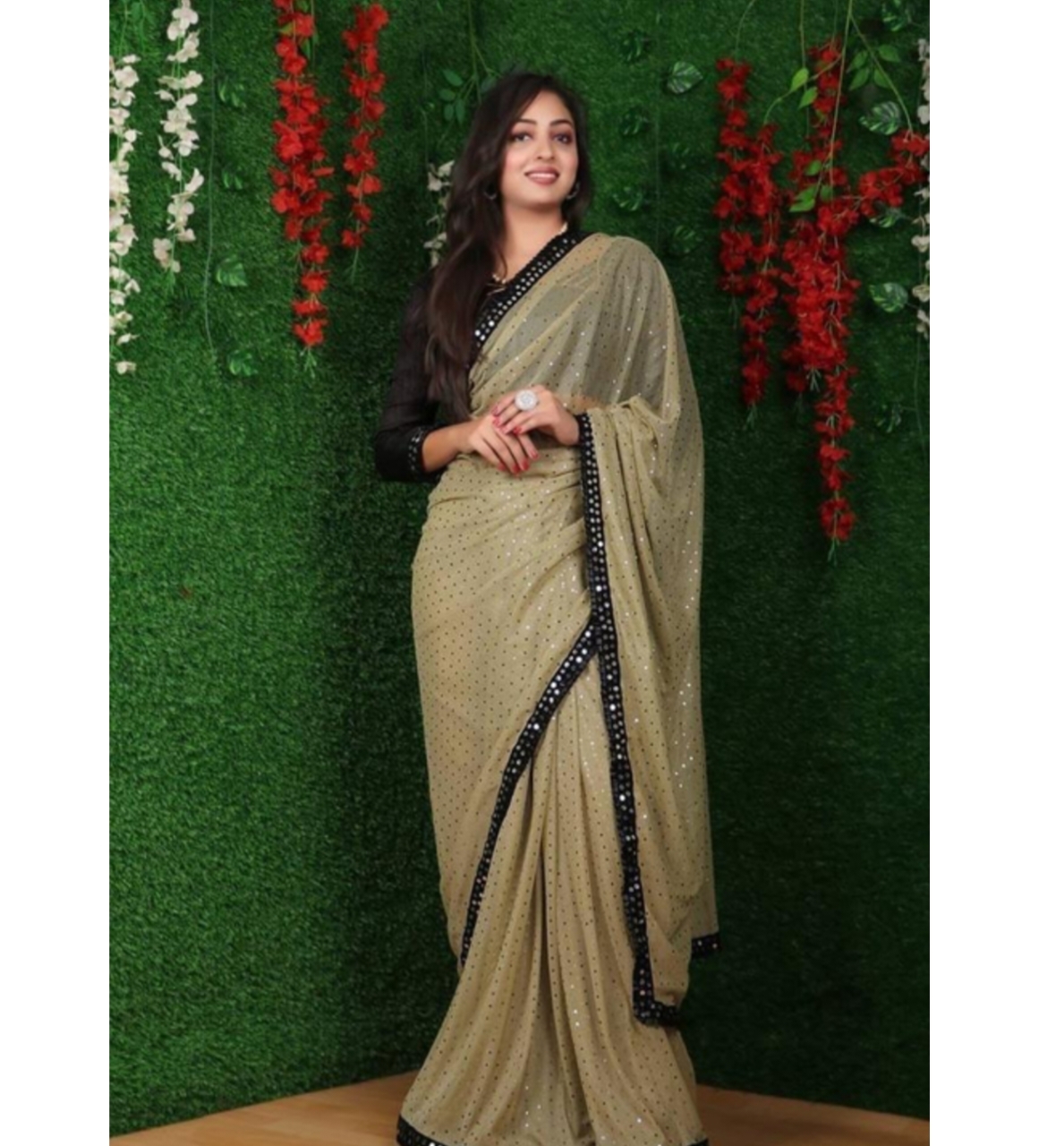 Awafu Lycra Floral Print Saree With Blouse 1