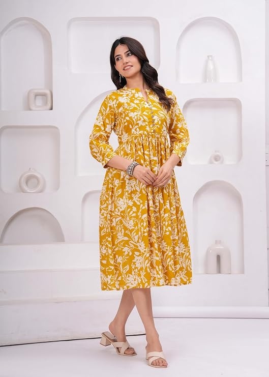 Women's Pure Cotton Floral Printed Midi Dress 4