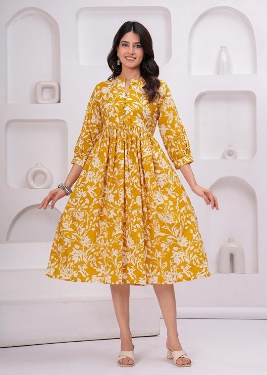 Women's Pure Cotton Floral Printed Midi Dress 3