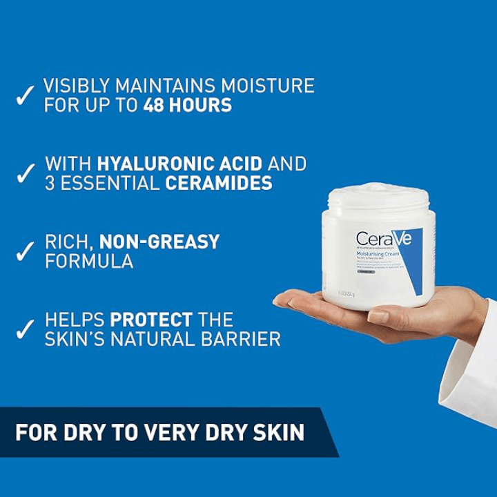 CeraVe Moisturising Cream for Dry to Very Dry Skin 454g with Hyaluronic Acid & 3 Essential Ceramides 3