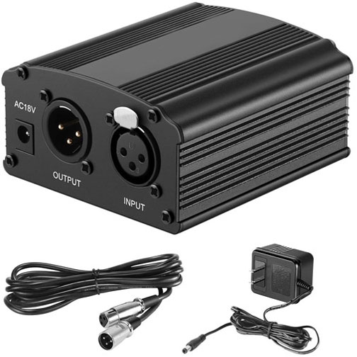 48V Phantom Power Supply With 10 Ft Xlr Cable And Adapter For Any Condenser Microphone (Bm-800)phantom power supply 3